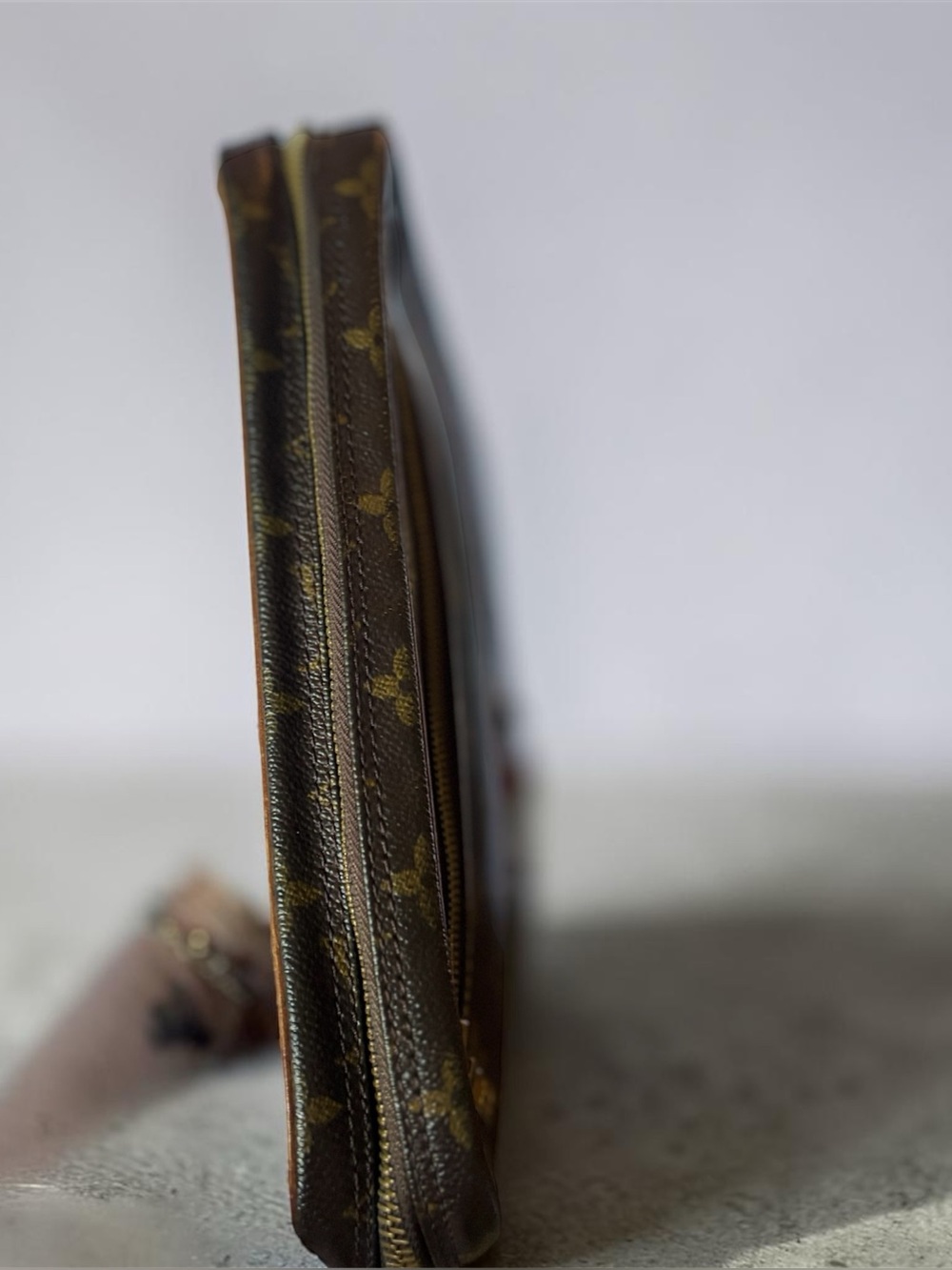 Louis Vuitton Monogram Canvas Toiletry Wrist Pouch in Brown and Tan - Picture 3 of 9